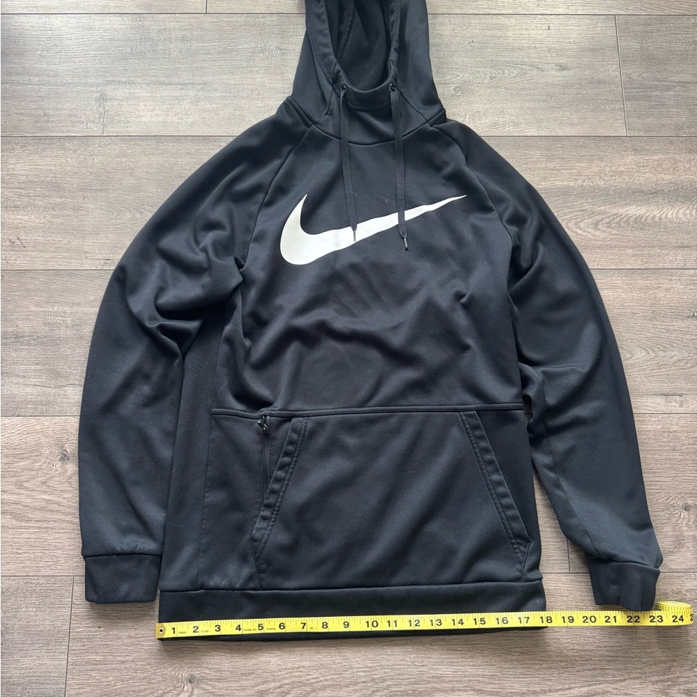 NIKE MEN'S BLACK HOODIE THERMA FIT SWOOSH PULL-OVER ZIP POCKET CU6238-010 Sz S